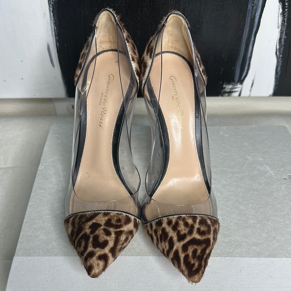 Gianvito Rossi Leopard Print and Clear Women's Heels